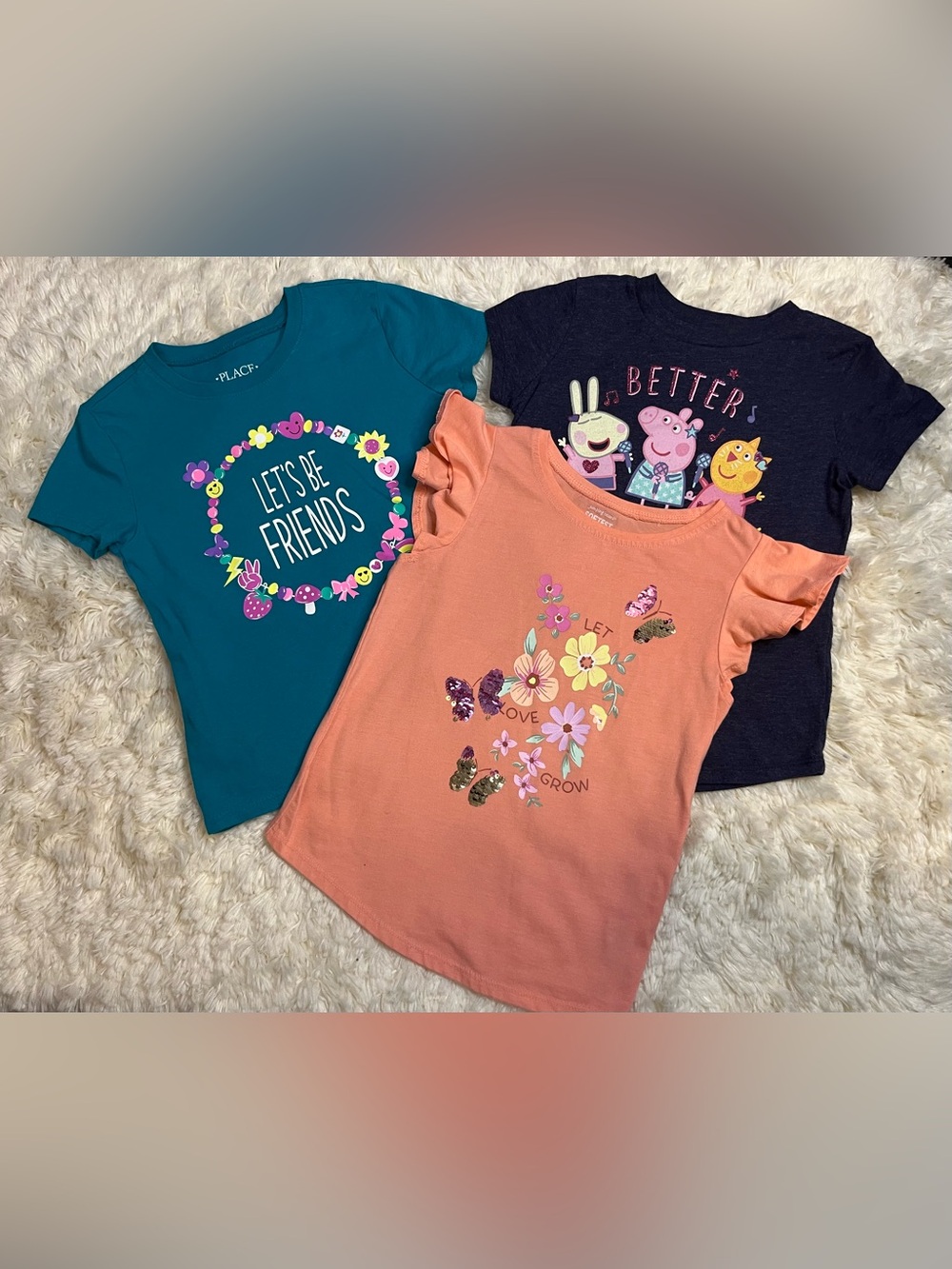 Lot of 3 Girls Size 5 Graphic Tees Short Sleeve Peppa Pig